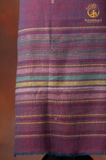 Jesaal - Handwoven Berry Indigo Kala Cotton Kurta Fabric With Muted Woven Stripe Panel