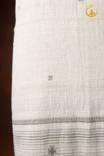 Jesaal - Handwoven Natural Ecru Kala Cotton Kurta Fabric with Muted Woven Stripe Panel