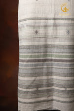 Jesaal - Handwoven Natural Ecru Kala Cotton Kurta Fabric with Muted Woven Stripe Panel