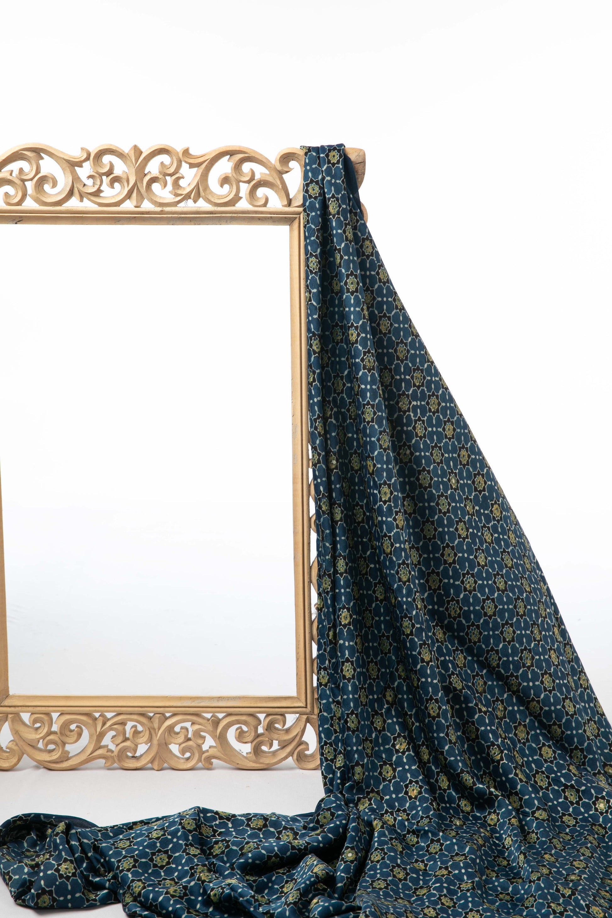 Siyahi - Starry Dusk Ajrakh Cotton Fabric-Rutambhara-RUTAMBHARA