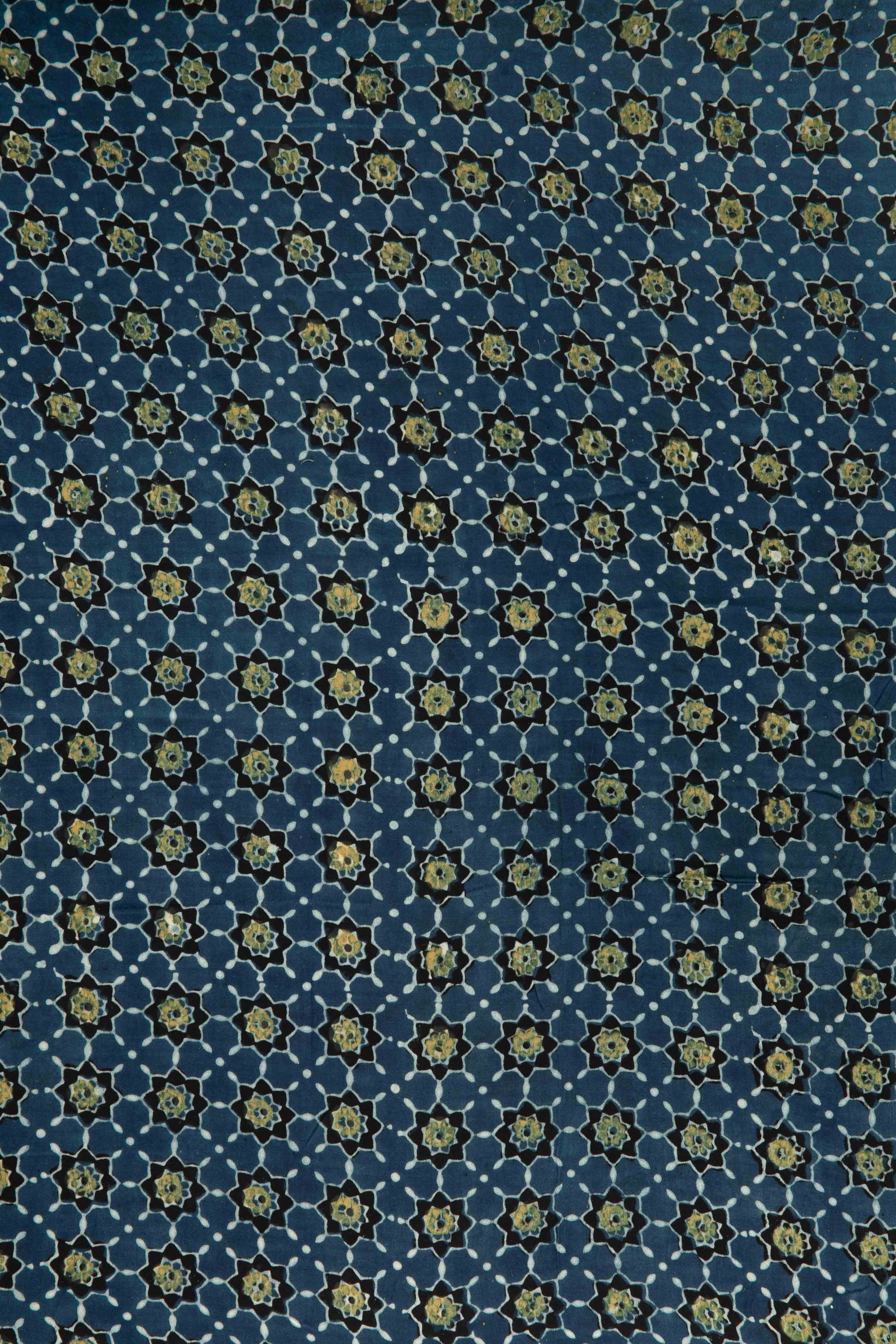 Siyahi - Starry Dusk Ajrakh Cotton Fabric-Rutambhara-RUTAMBHARA