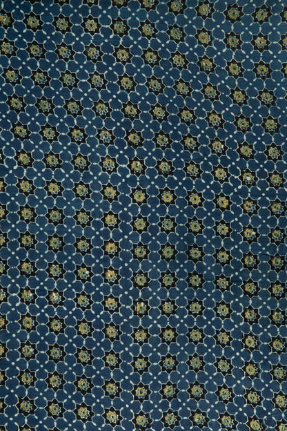 Siyahi - Starry Dusk Ajrakh Cotton Fabric-Rutambhara-RUTAMBHARA