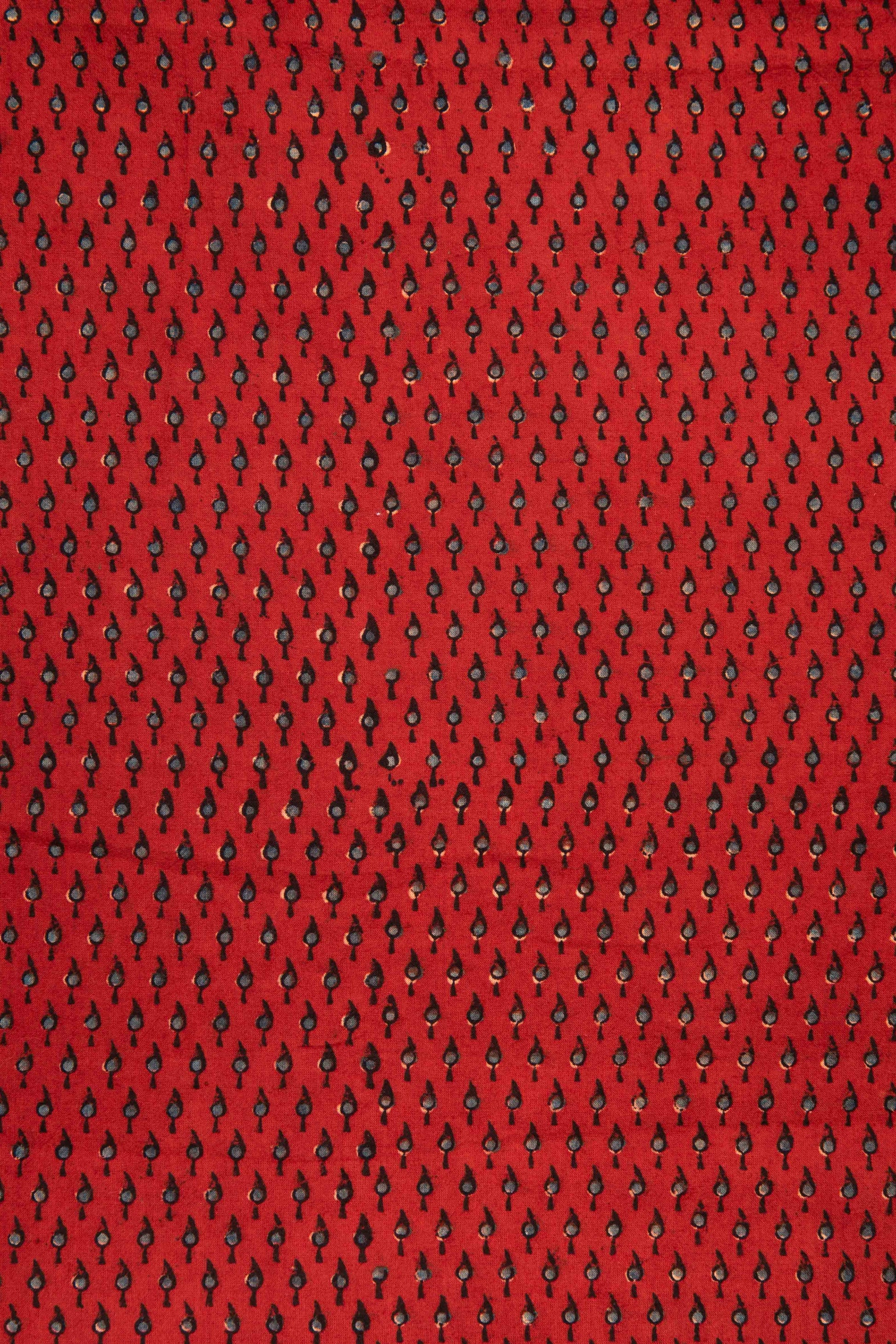 Ushraa - Deep Madder Red Ajrakh Fabric-Rutambhara-RUTAMBHARA