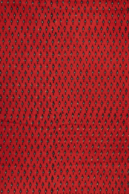 Ushraa - Deep Madder Red Ajrakh Fabric-Rutambhara-RUTAMBHARA