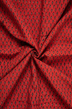 Ushraa - Deep Madder Red Ajrakh Fabric-Rutambhara-RUTAMBHARA