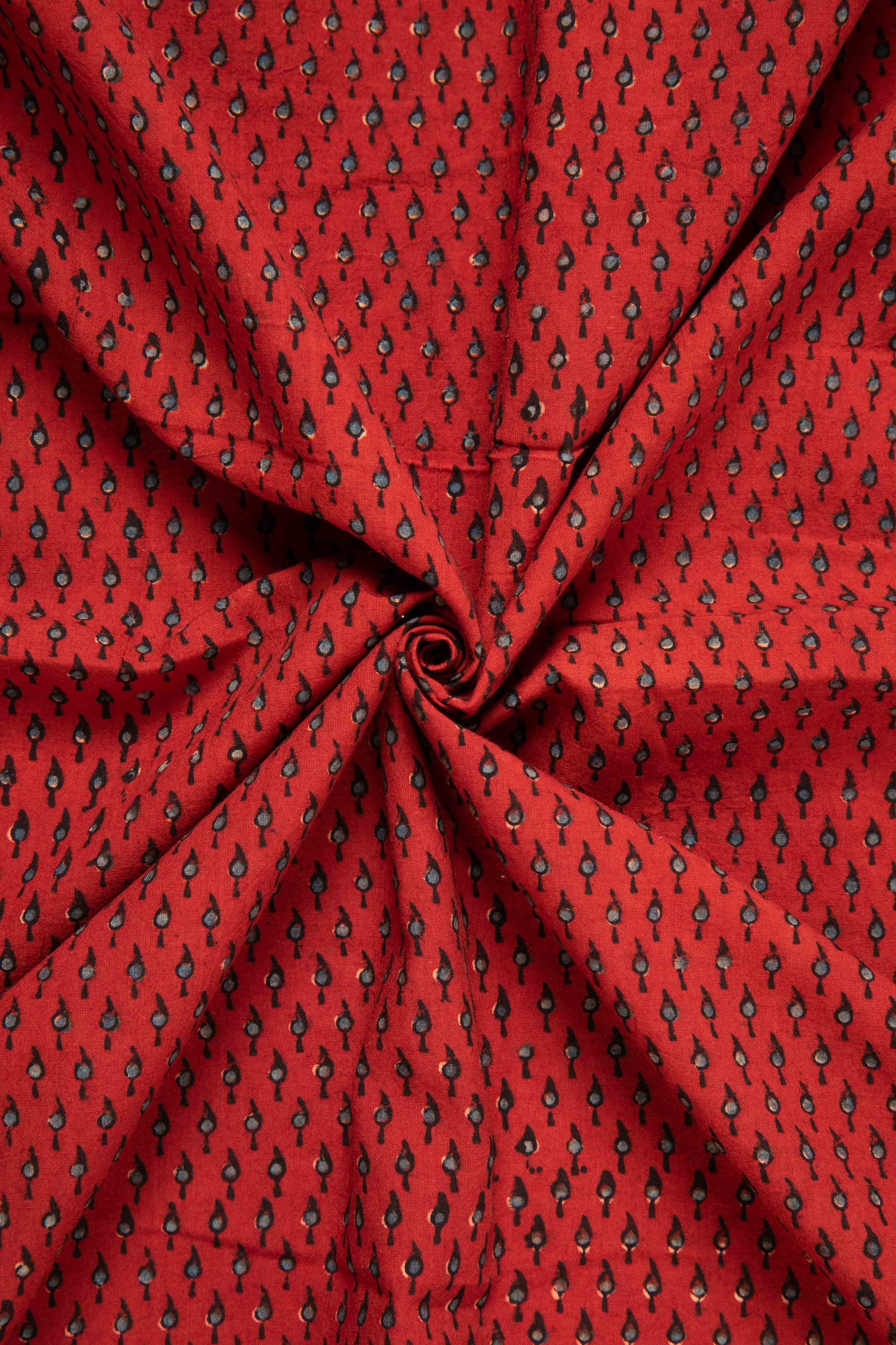 Ushraa - Deep Madder Red Ajrakh Fabric-Rutambhara-RUTAMBHARA