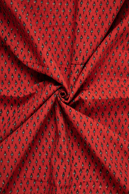 Ushraa - Deep Madder Red Ajrakh Fabric-Rutambhara-RUTAMBHARA