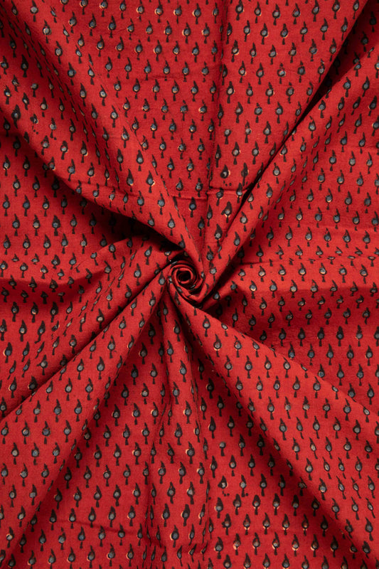 Ushraa - Deep Madder Red Ajrakh Fabric