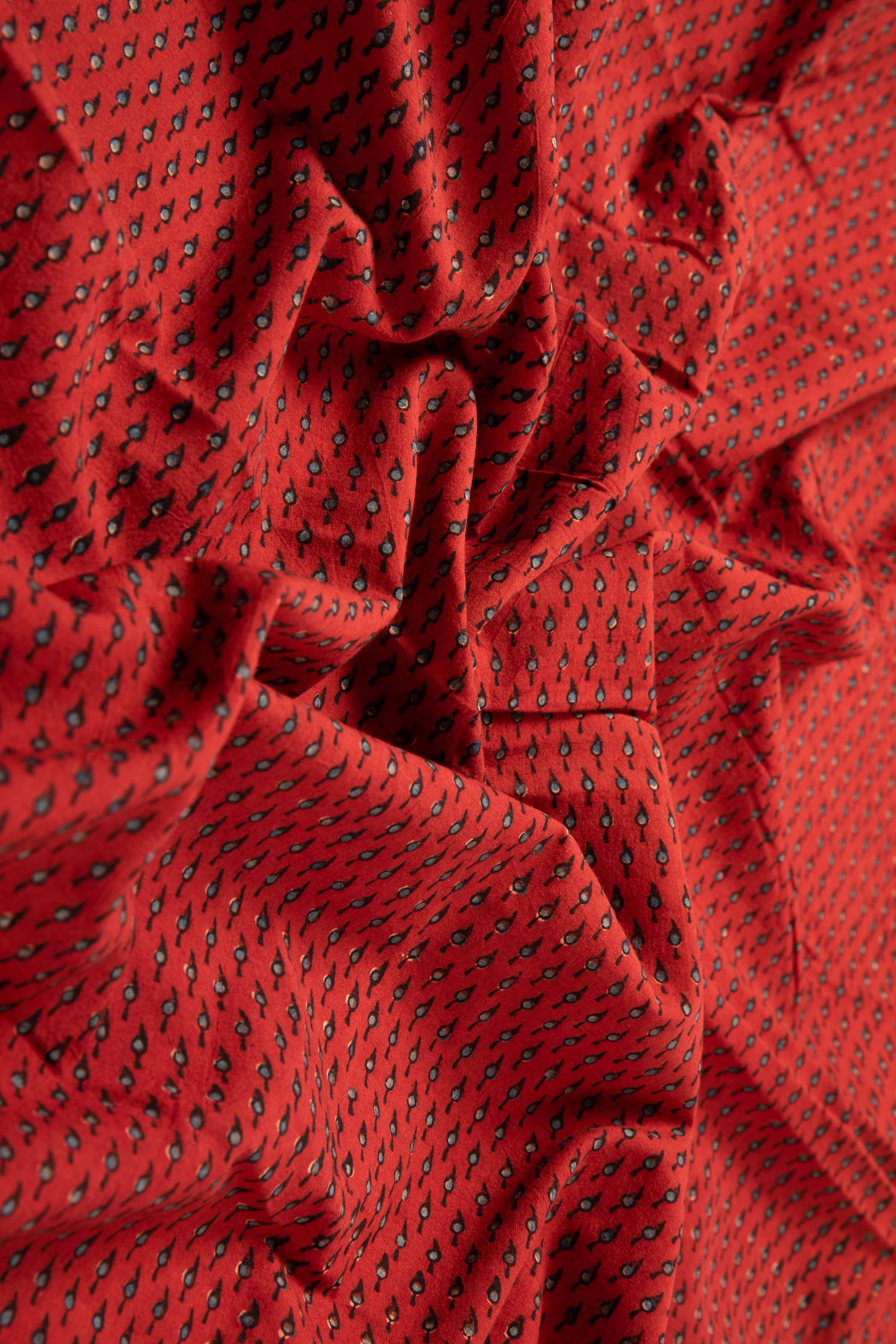 Ushraa - Deep Madder Red Ajrakh Fabric-Rutambhara-RUTAMBHARA