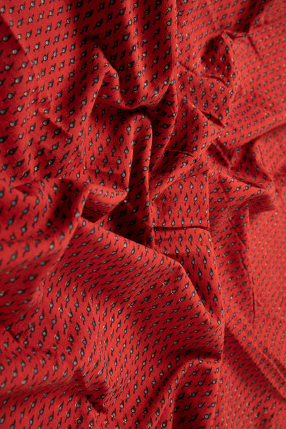Ushraa - Deep Madder Red Ajrakh Fabric-Rutambhara-RUTAMBHARA