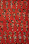 Ushraa - Rusted Red Ajrak Fabric With Floral Motifs