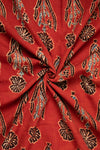 Ushraa - Rusted Red Ajrak Fabric With Floral Motifs