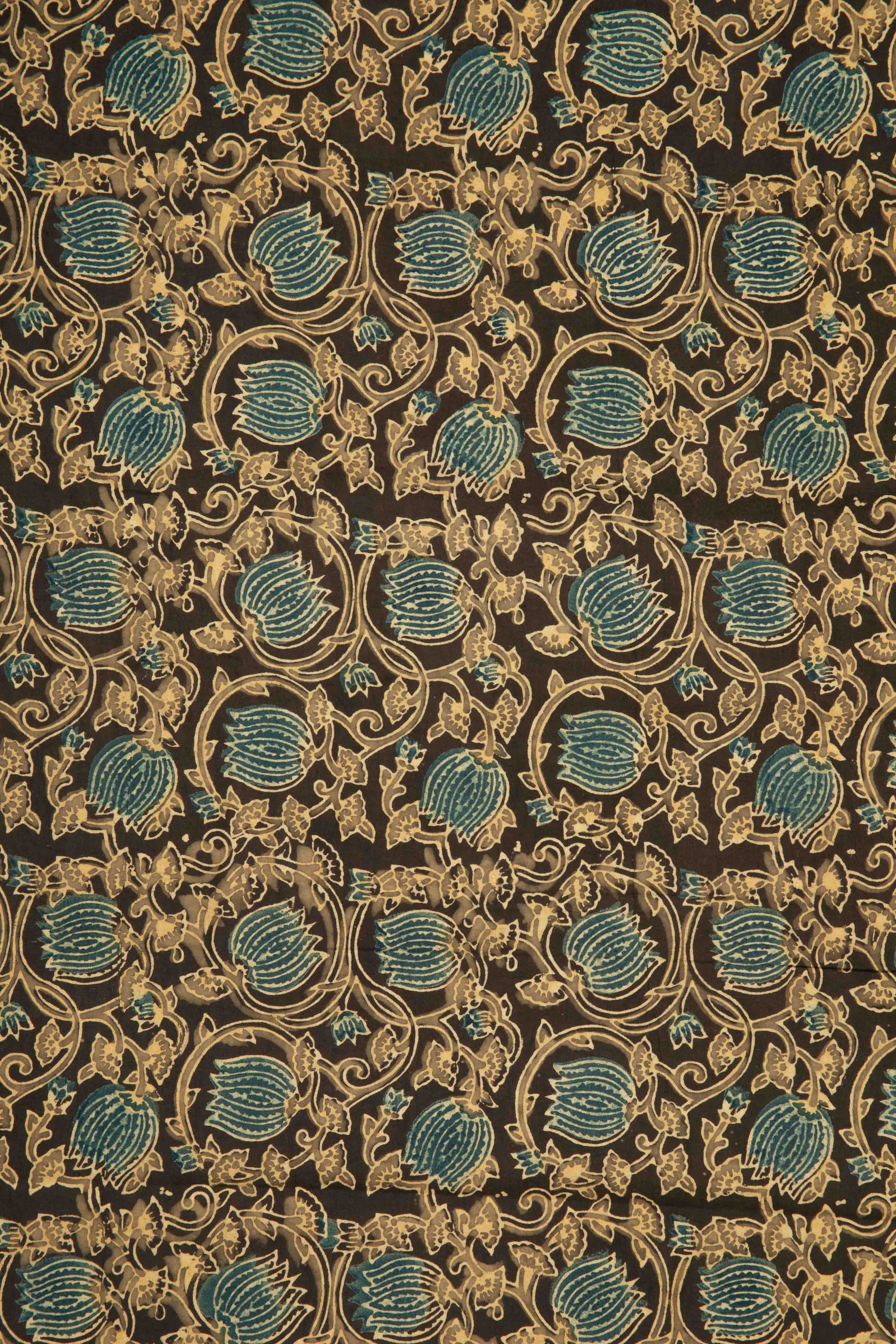 Ushraa - Lotus Floral Grace Ajrakh Fabric-Rutambhara-RUTAMBHARA