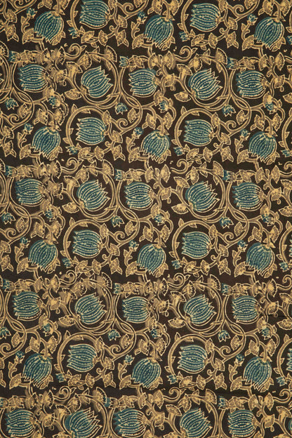 Ushraa - Lotus Floral Grace Ajrakh Fabric-Rutambhara-RUTAMBHARA