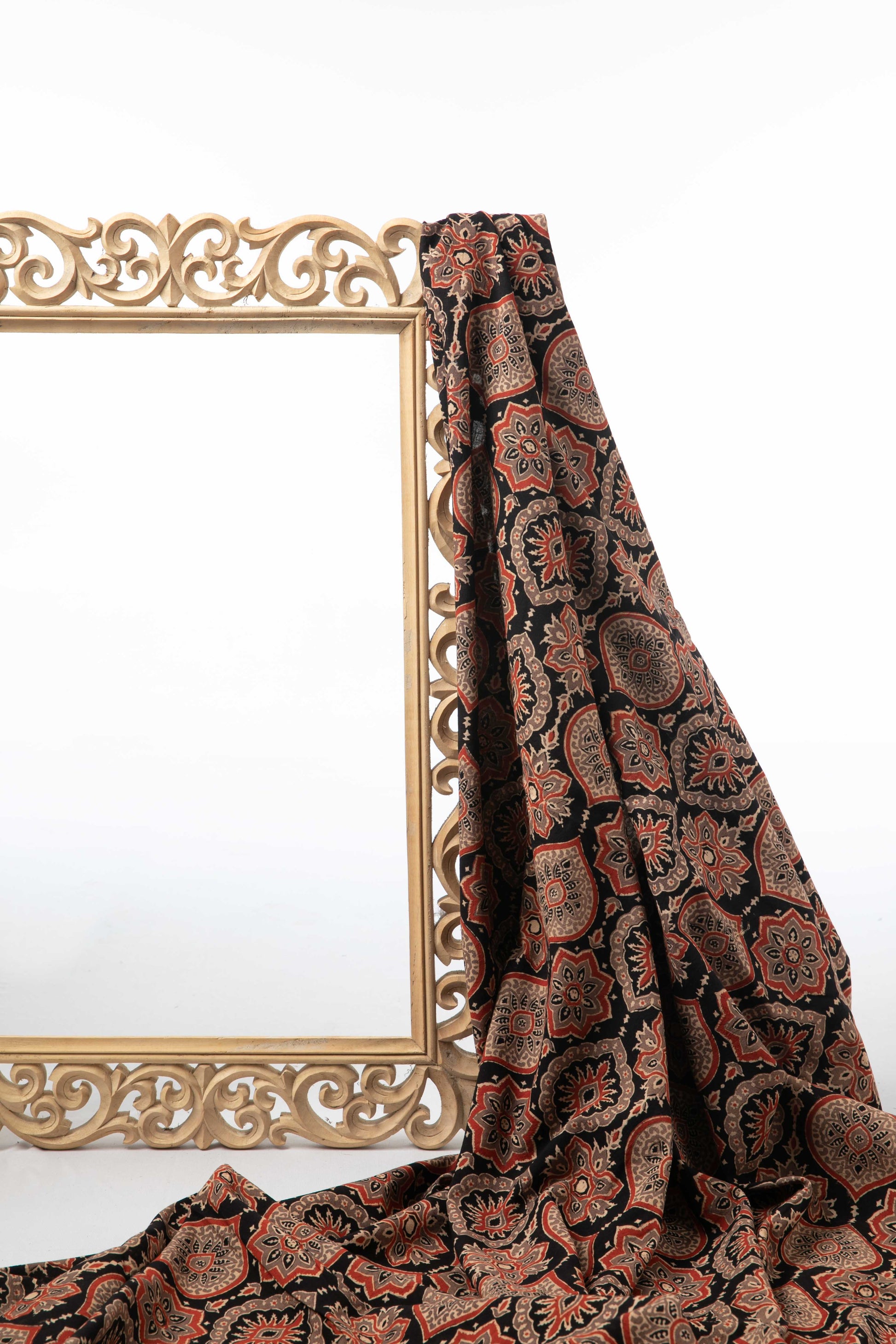 Siyahi - Ethnic Ajrakh Cotton Fabric-Rutambhara-RUTAMBHARA