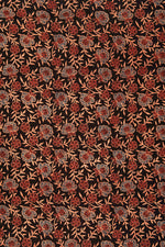 Ushraa-Black Floral Block Print Ajrakh Fabric-Rutambhara-RUTAMBHARA