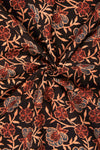 Ushraa-Black Floral Block Print Ajrakh Fabric