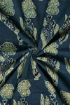 Ushraa - Midnight Bloom Ajrakh Hand Block Printed Cotton Fabric