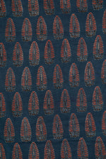 Ushraa - Ajrakh Fabric With Sophisticated Leaf Motif-Rutambhara-RUTAMBHARA