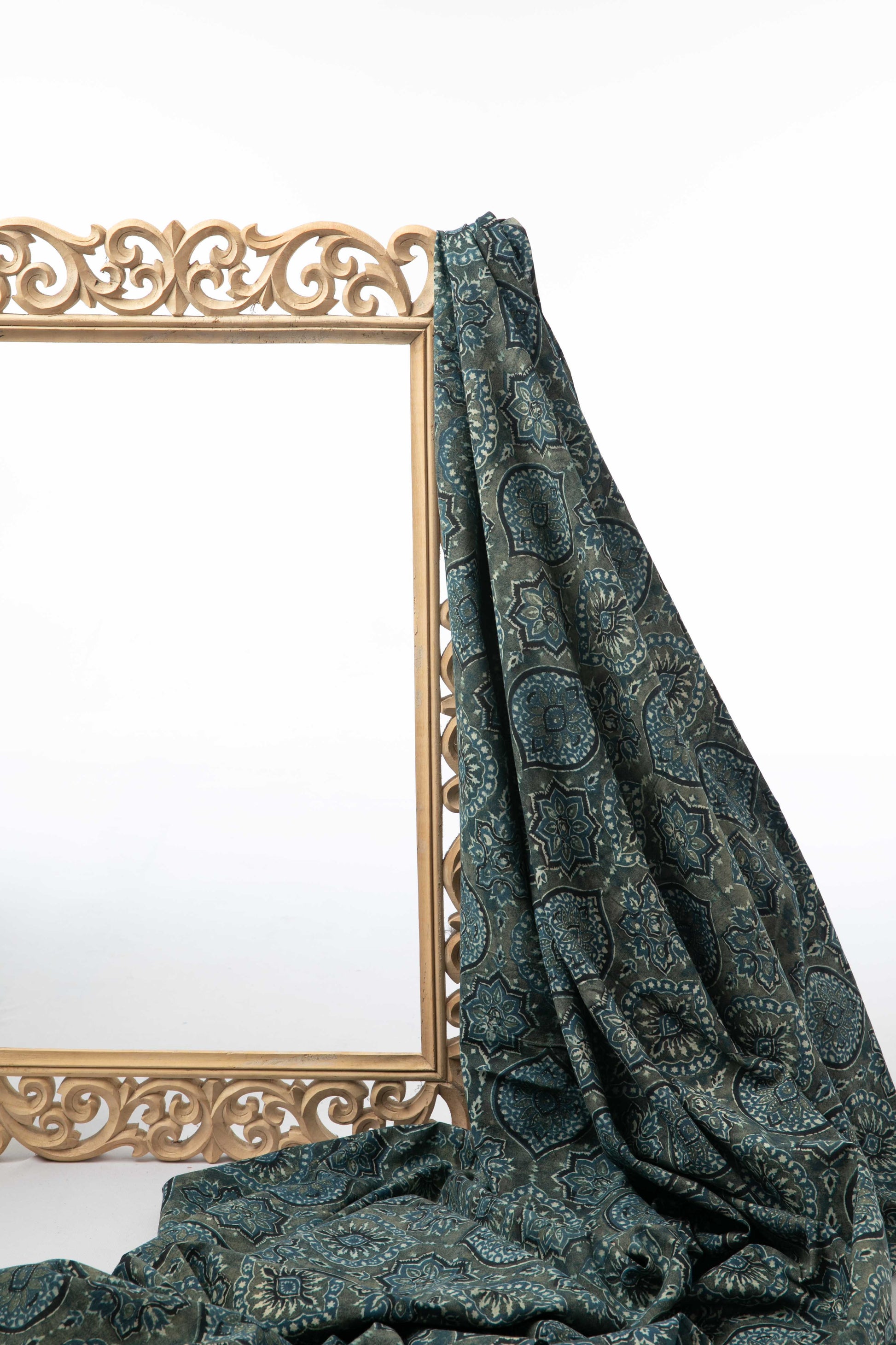 Ushraa - Ajrakh Heritage Medallion Cotton Fabric-Rutambhara-RUTAMBHARA