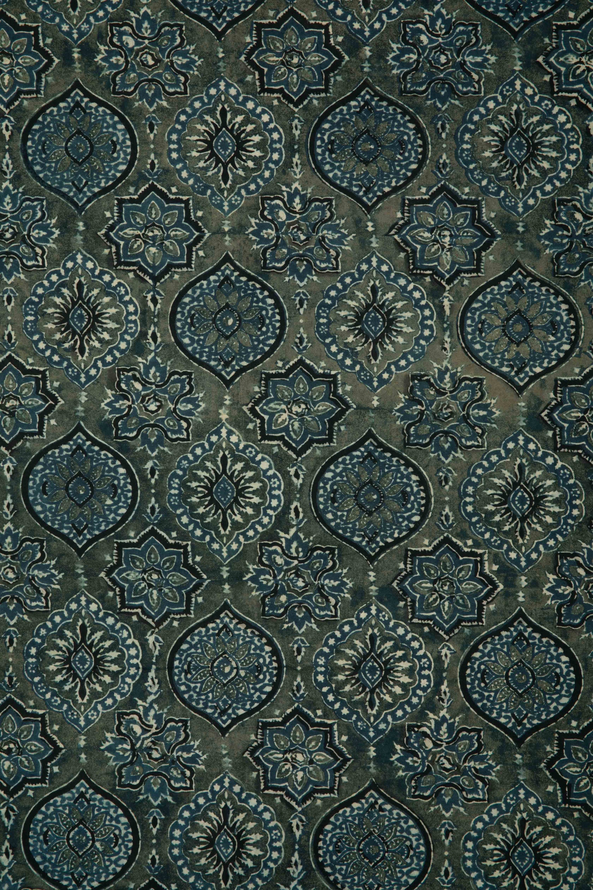 Ushraa - Ajrakh Heritage Medallion Cotton Fabric-Rutambhara-RUTAMBHARA