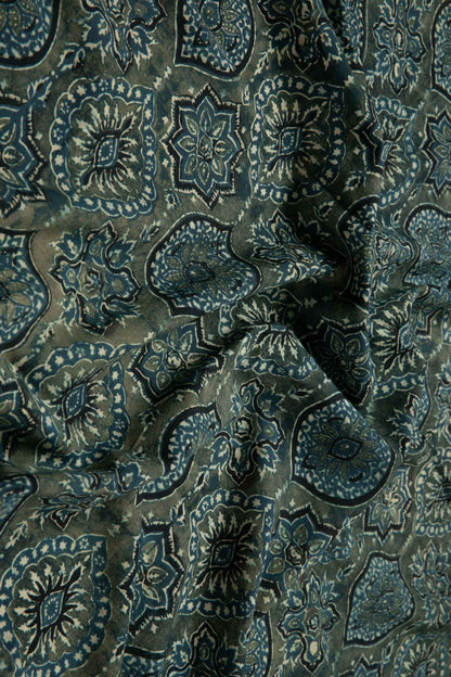 Ushraa - Ajrakh Heritage Medallion Cotton Fabric-Rutambhara-RUTAMBHARA