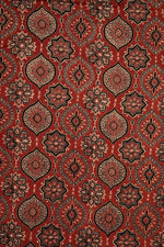 Ushraa - Floral And Paisley Motif Ajrakh Cotton Fabric-Rutambhara-RUTAMBHARA