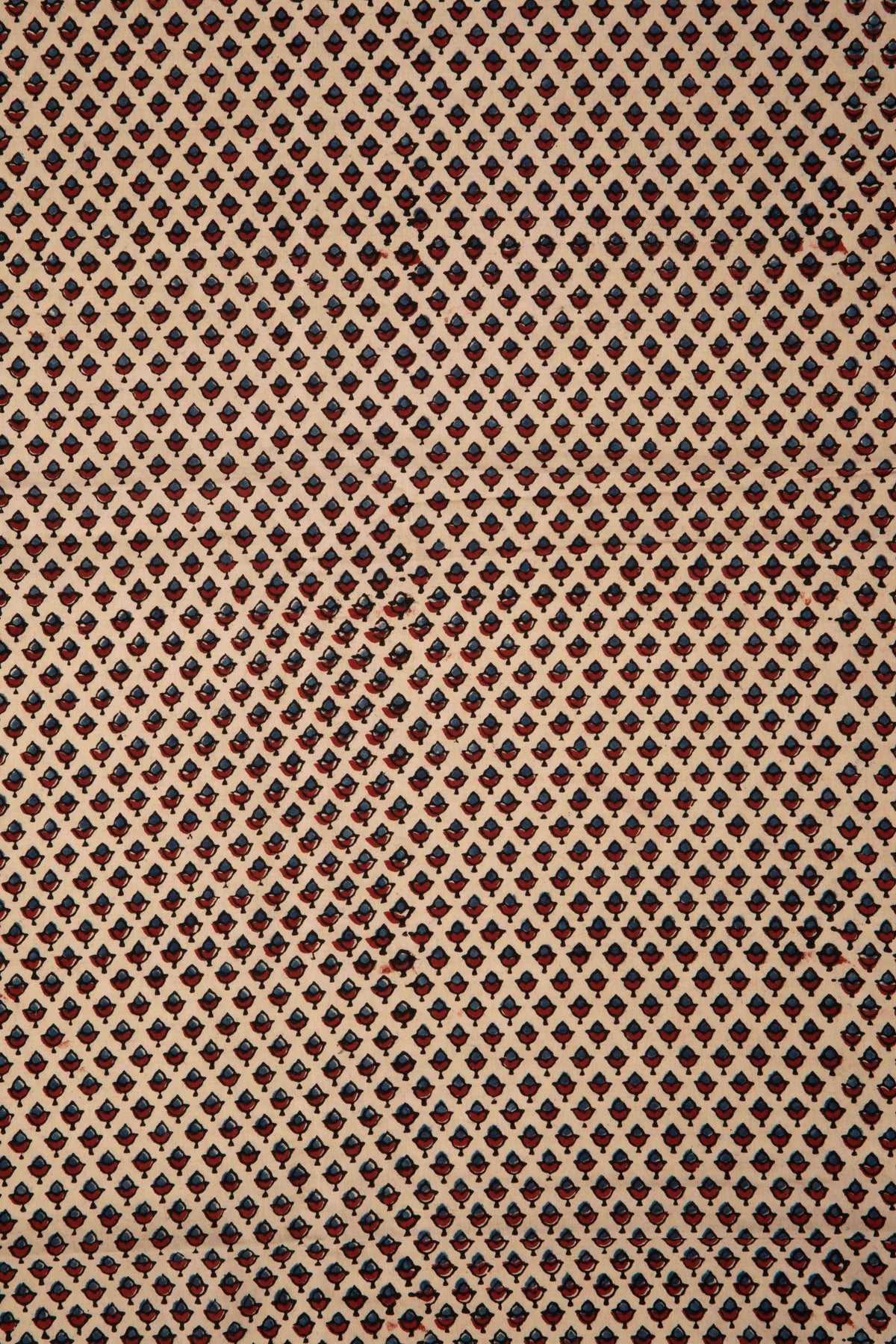 Ushraa - Beige Ajrakh Fabric With Floral Motif