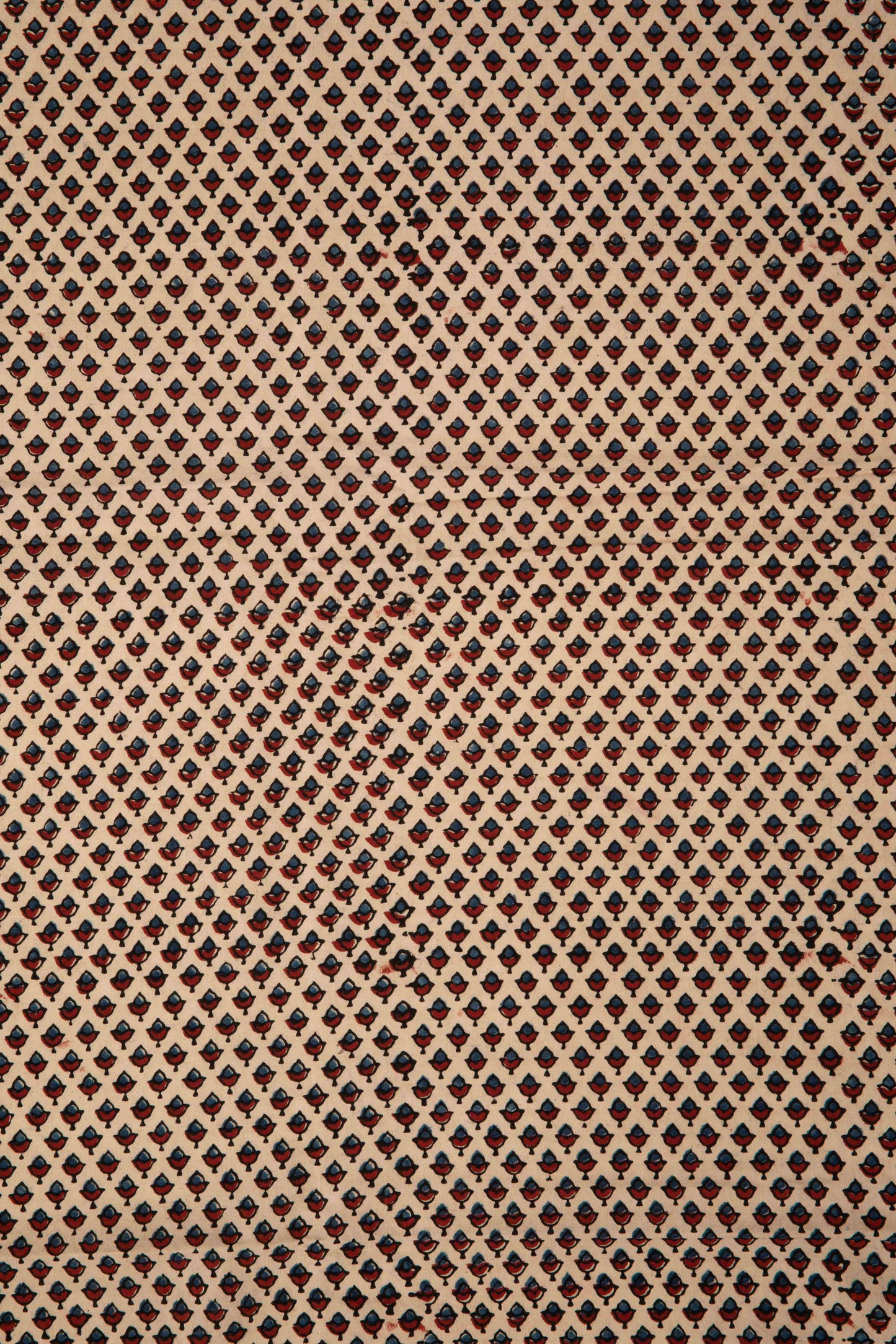 Ushraa - Beige Ajrakh Fabric with Floral Motif