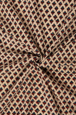 Ushraa - Beige Ajrakh Fabric with Floral Motif-Rutambhara-RUTAMBHARA