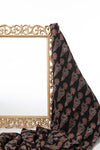 Ushraa - Black & Rusted Floral Ajrak Fabric