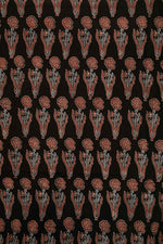 Ushraa - Black & Rusted Floral Ajrak Fabric-Rutambhara-RUTAMBHARA