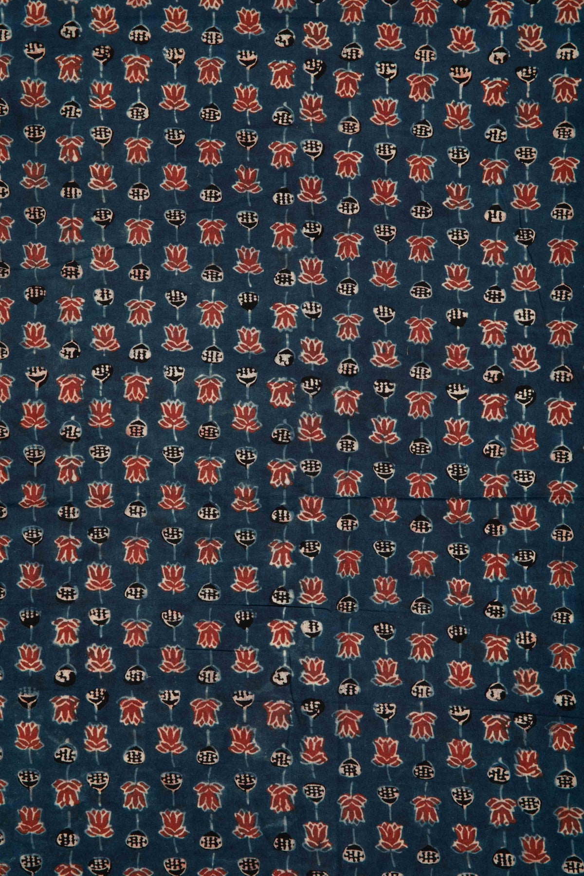 Ushraa - Lotus Charm Ajrakh Cotton Fabric