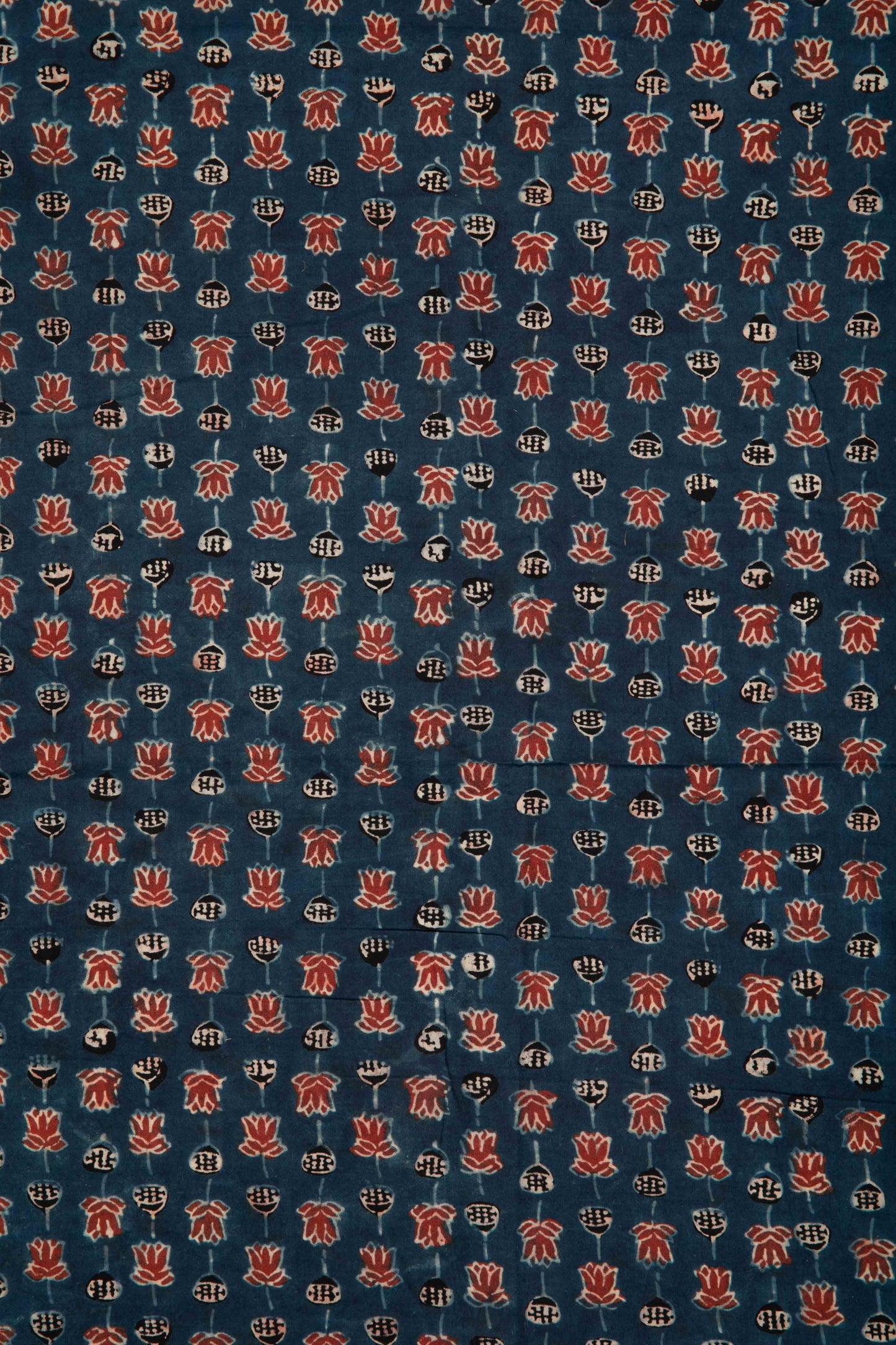 Ushraa - Lotus Charm Ajrakh Cotton Fabric