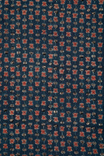 Ushraa - Lotus Charm Ajrakh Cotton Fabric-RUTAMBHARA ENTERPRISES -RUTAMBHARA