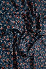Ushraa - Lotus Charm Ajrakh Cotton Fabric-RUTAMBHARA ENTERPRISES -RUTAMBHARA
