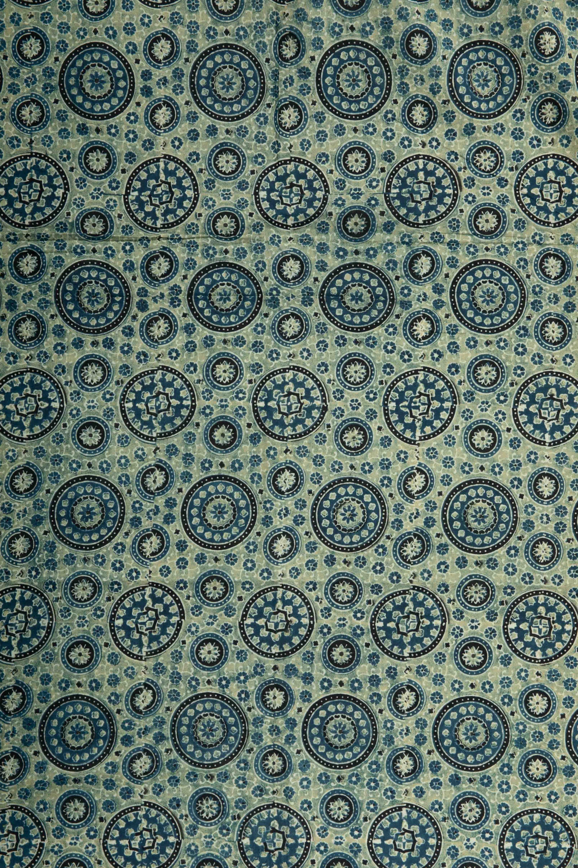 USHRAA - AJRAKH COTTON FABRIC WITH SYMMETRICAL PATTERN-Rutambhara-RUTAMBHARA