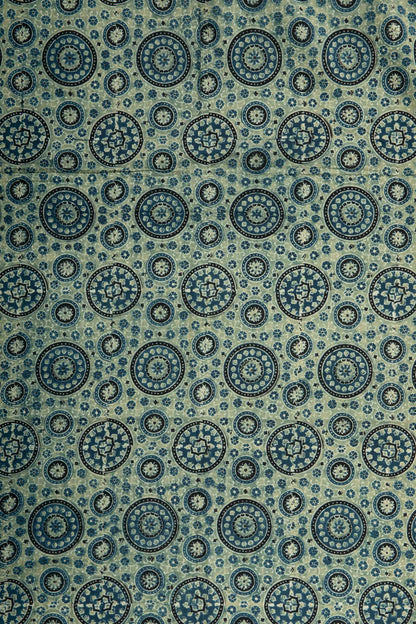 USHRAA - AJRAKH COTTON FABRIC WITH SYMMETRICAL PATTERN-Rutambhara-RUTAMBHARA