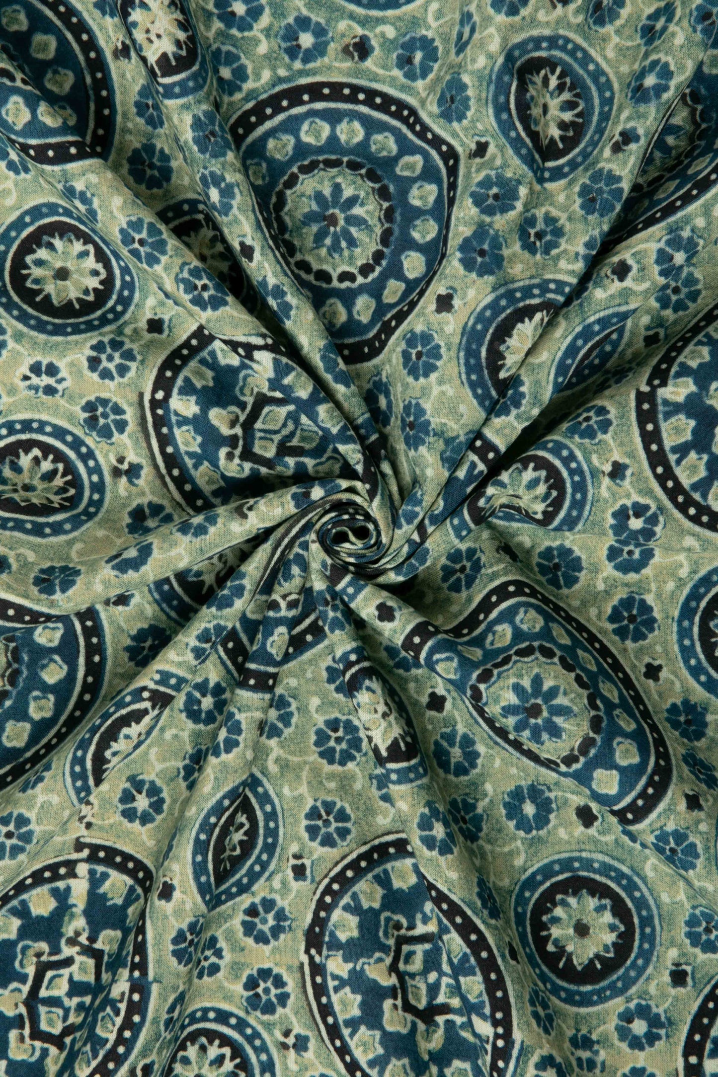 USHRAA - AJRAKH COTTON FABRIC WITH SYMMETRICAL PATTERN