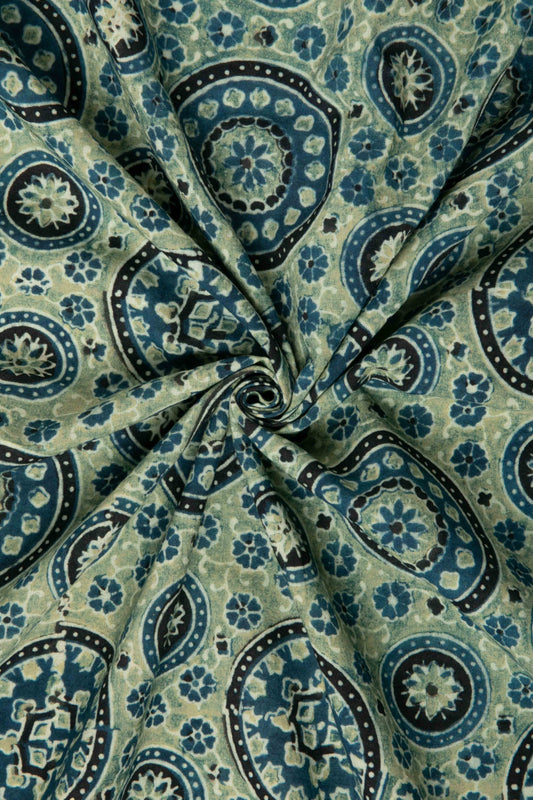 USHRAA - AJRAKH COTTON FABRIC WITH SYMMETRICAL PATTERN
