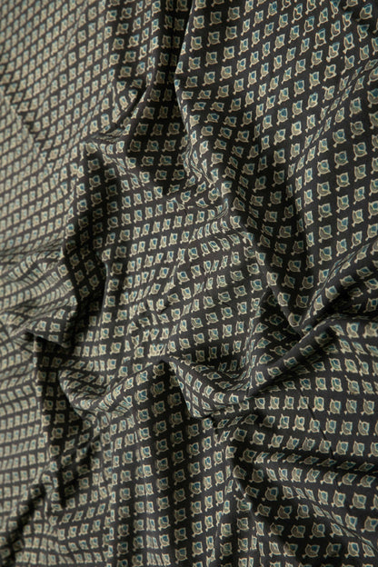 Ushraa - Midnight Bloom – Ajrakh Hand Block Print Cotton Fabric-Rutambhara-RUTAMBHARA