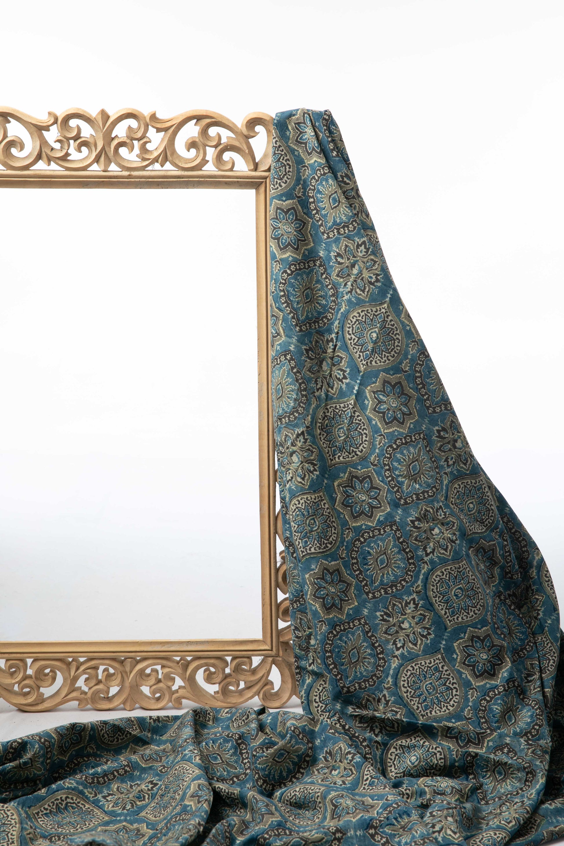 Siyahi - Ethnic Ajrakh Cotton Fabric-Rutambhara-RUTAMBHARA