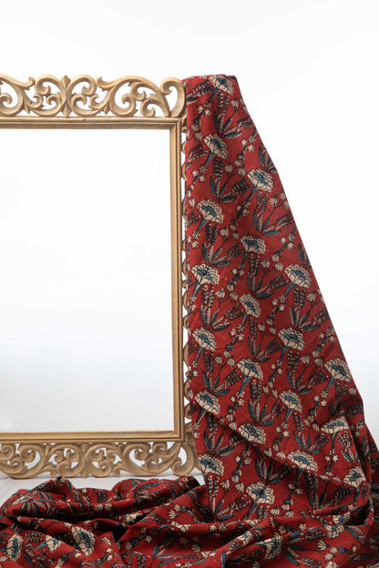 Ushra - Ajrakh Fabric With Intracate Floral Motifs-Rutambhara-RUTAMBHARA