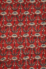 Ushra - Ajrakh Fabric With Intracate Floral Motifs-RUTAMBHARA ENTERPRISES -RUTAMBHARA