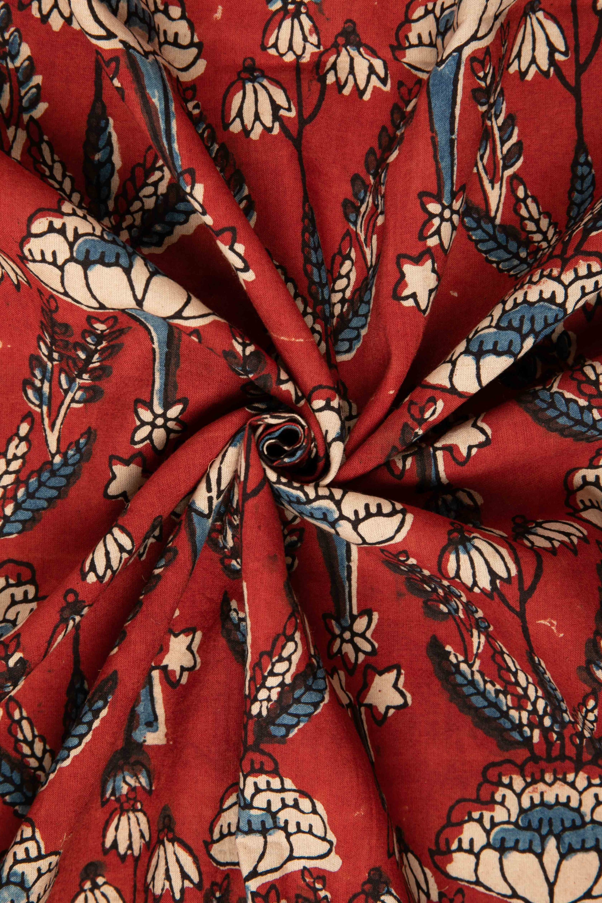 Ushra - Ajrakh Fabric With Intracate Floral Motifs-Rutambhara-RUTAMBHARA