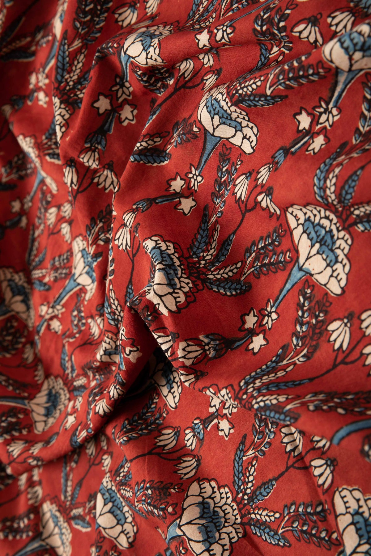 Ushra - Ajrakh Fabric With Intracate Floral Motifs