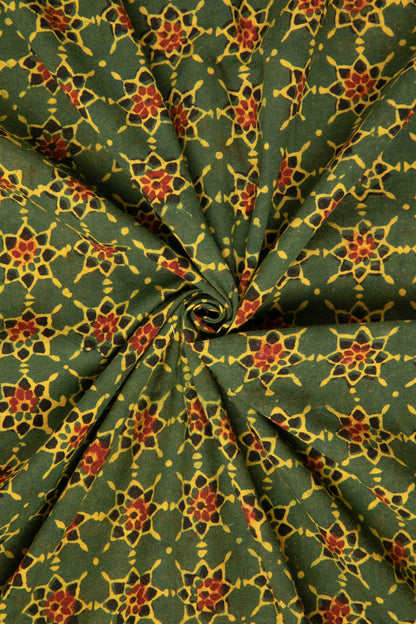 Siyahi - Starry Dusk Ajrakh Cotton Fabric-Rutambhara-RUTAMBHARA