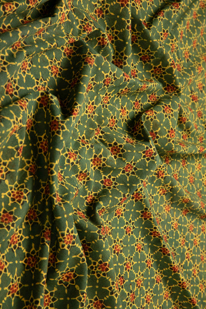 Siyahi - Starry Dusk Ajrakh Cotton Fabric-Rutambhara-RUTAMBHARA
