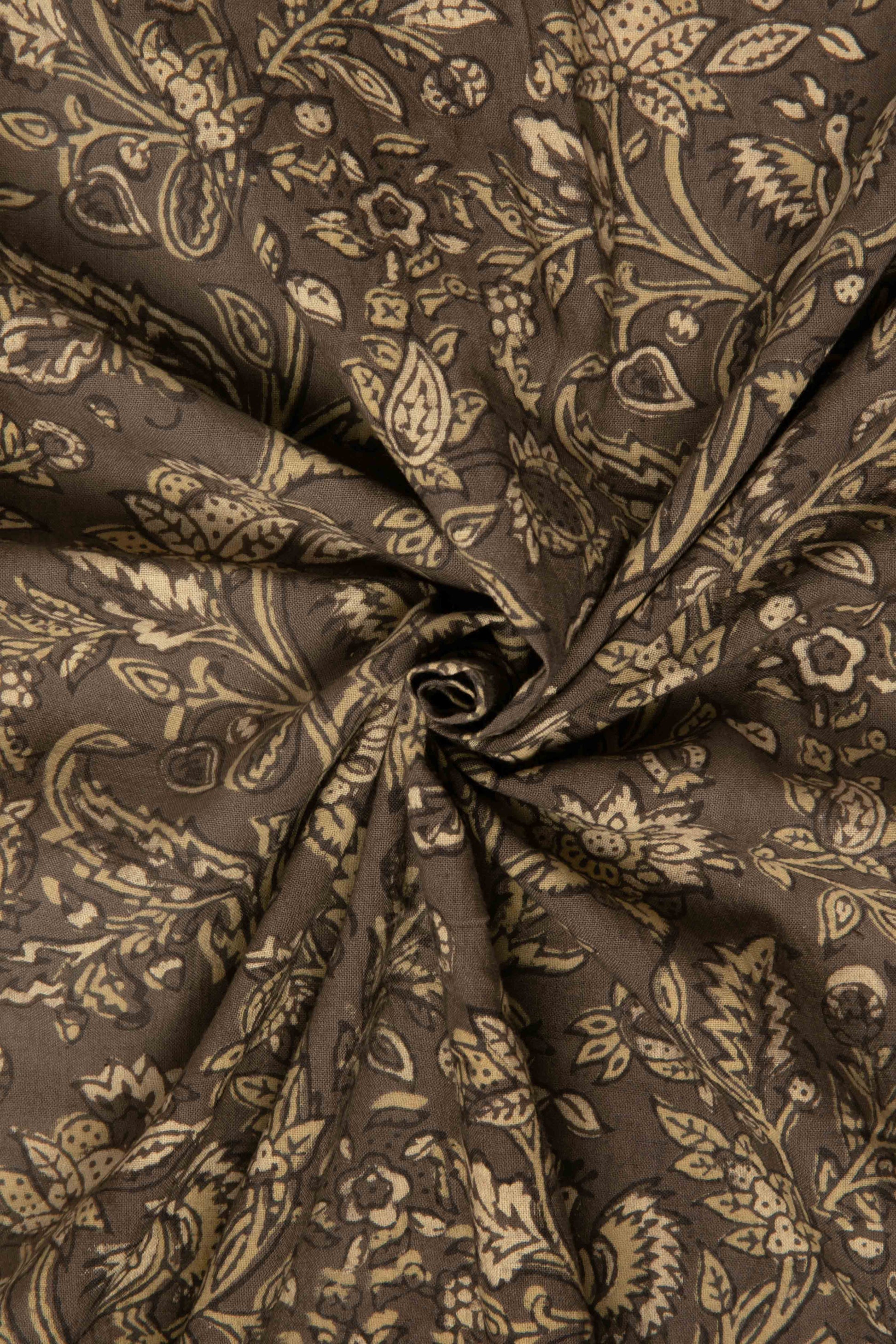 Ushraa - Elegant Ajrakh Hand Block Print Cotton Fabric-Rutambhara-RUTAMBHARA