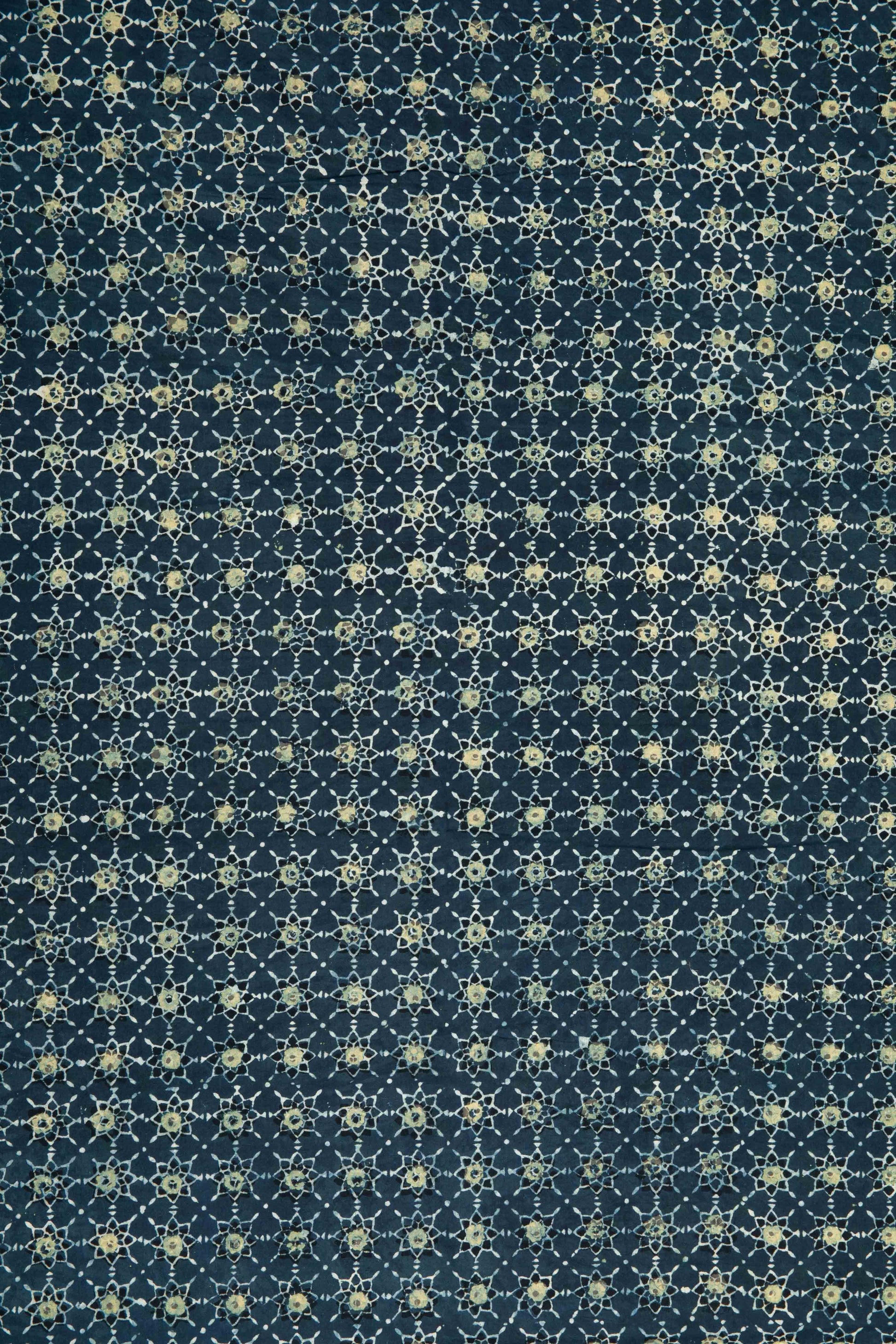 Ushraa - Indigo Blue Ajrakh Cotton Fabric-Rutambhara-RUTAMBHARA